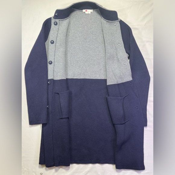 Boden Claudia Color Block Coatigan Cardigan Grey Navy Blue - S - Like New - Picture 6 of 8